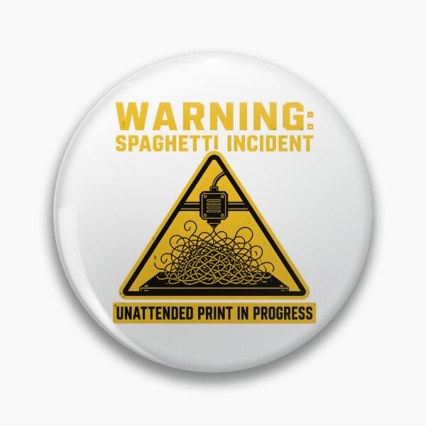 Item preview, Warning Spaghetti Incident Nozzle Clog Funny 3D Printing designed and sold by ThirdShiftLab.