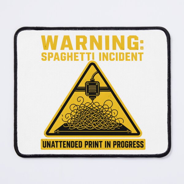 Item preview, Warning Spaghetti Incident Nozzle Clog Funny 3D Printing designed and sold by ThirdShiftLab.