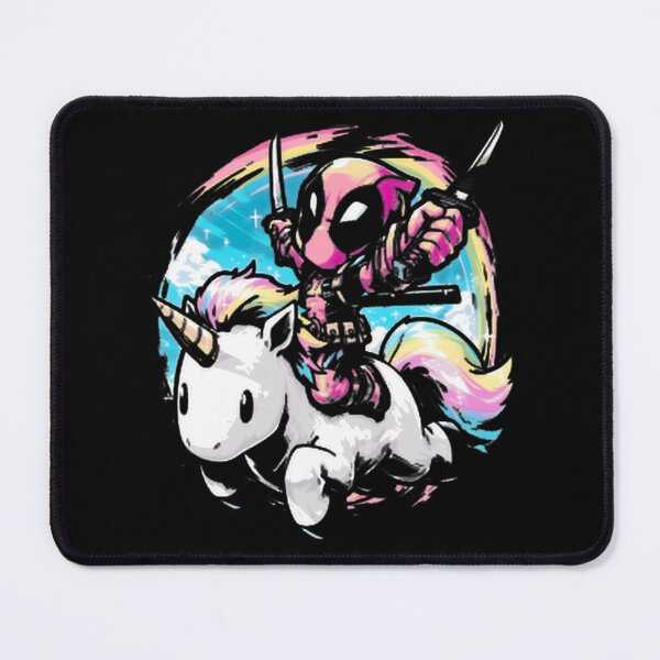 Item preview, Deadpool Riding Rainbow Unicorn Chibi designed and sold by VenettaDesena.