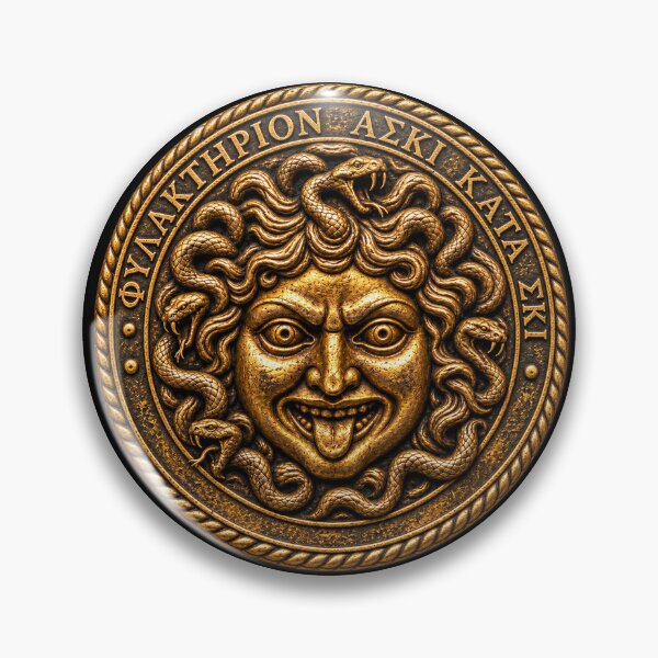 Item preview, Ancient Gold Gorgoneion Medusa Protective Amulet designed and sold by Anyshca.