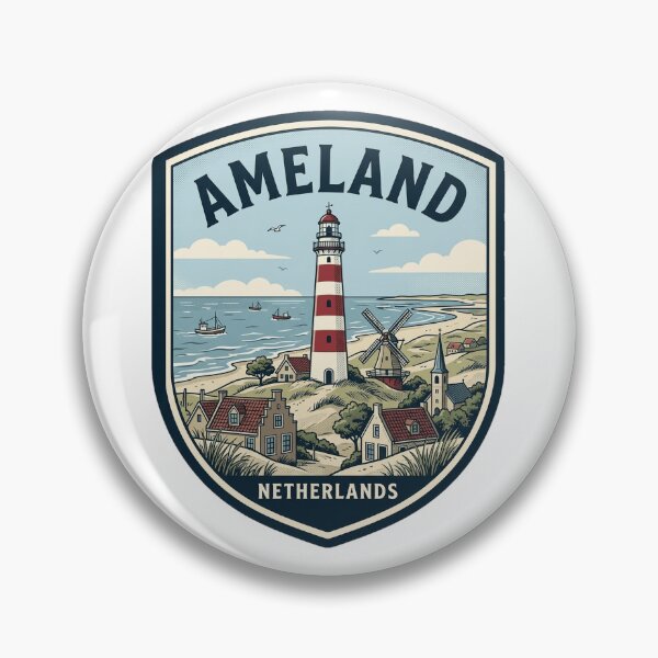Item preview, Vintage Ameland Netherlands Lighthouse Coastal Badge designed and sold by k3rstman1.