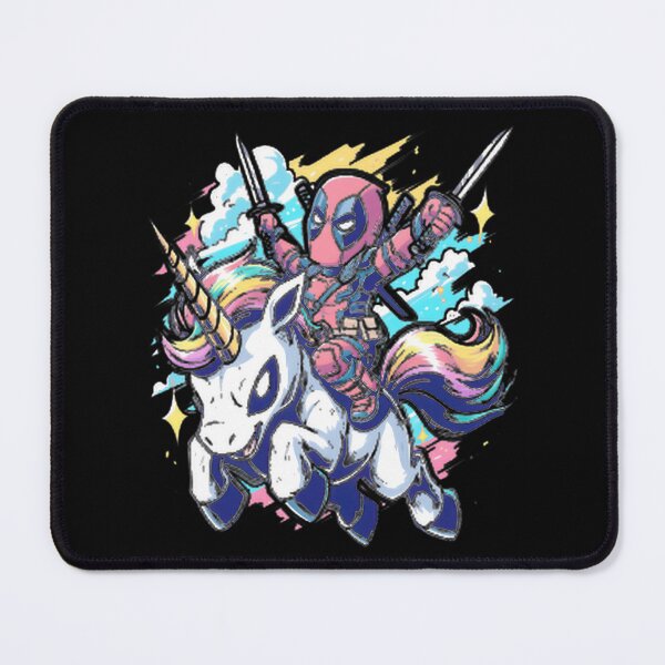 Item preview, Deadpool Riding Rainbow Unicorn Chibi designed and sold by VenettaDesena.