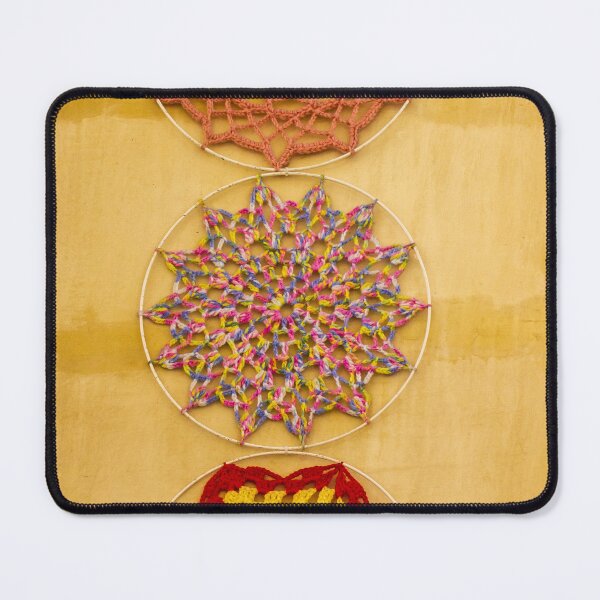 Item preview, Colorful Crochet Wall Hangings On Yellow Rustic Wall — Bohemian Handmade Textile Decor designed and sold by Nmallia.