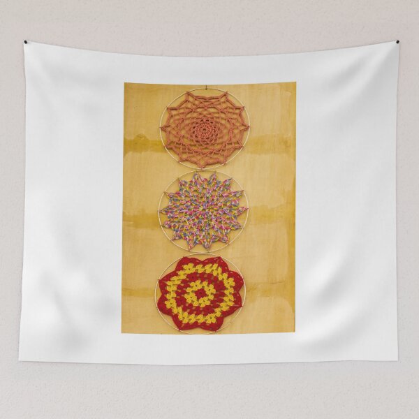 Item preview, Colorful Crochet Wall Hangings On Yellow Rustic Wall — Bohemian Handmade Textile Decor designed and sold by Nmallia.