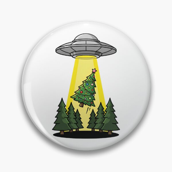 Item preview, Alien UFO Abducting Decorated Christmas Tree Cartoon designed and sold by Rare By Hero.