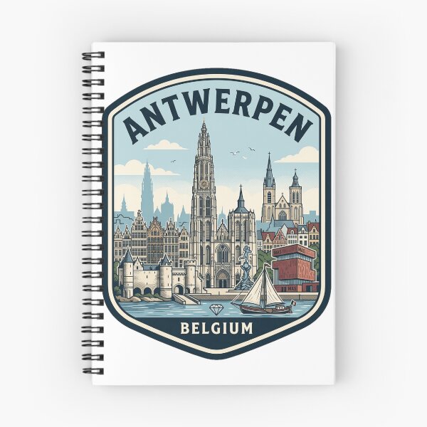 Item preview, Antwerpen Belgium Retro Travel Badge Skyline designed and sold by k3rstman1.