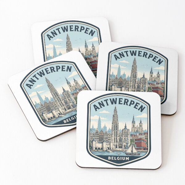 Item preview, Antwerpen Belgium Retro Travel Badge Skyline designed and sold by k3rstman1.