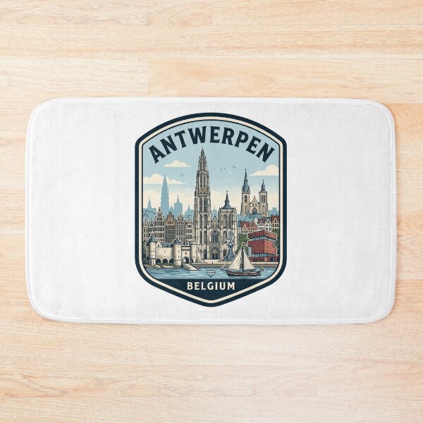 Item preview, Antwerpen Belgium Retro Travel Badge Skyline designed and sold by k3rstman1.