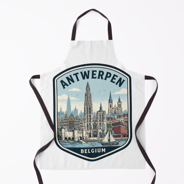 Item preview, Antwerpen Belgium Retro Travel Badge Skyline designed and sold by k3rstman1.