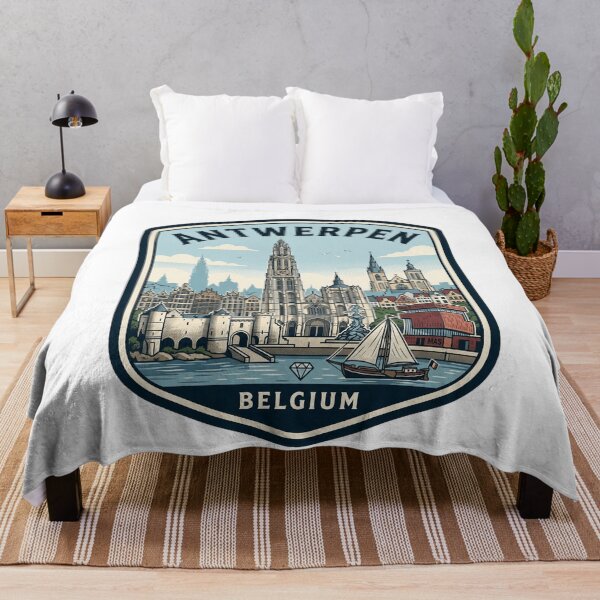 Item preview, Antwerpen Belgium Retro Travel Badge Skyline designed and sold by k3rstman1.