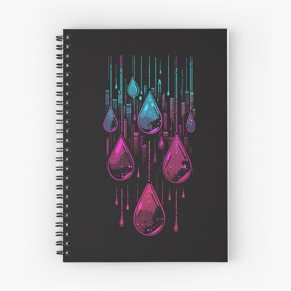 Item preview, neon rain on black glass designed and sold by RetroWaveArtCo.