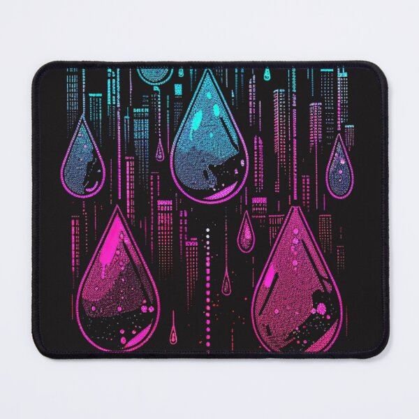 Item preview, neon rain on black glass designed and sold by RetroWaveArtCo.