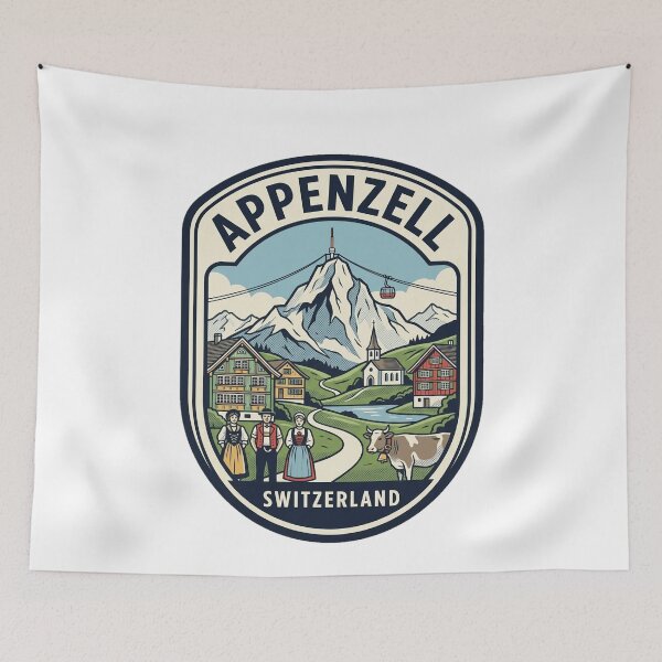 Item preview, Vintage Appenzell Switzerland Alpine Travel Illustration designed and sold by k3rstman1.