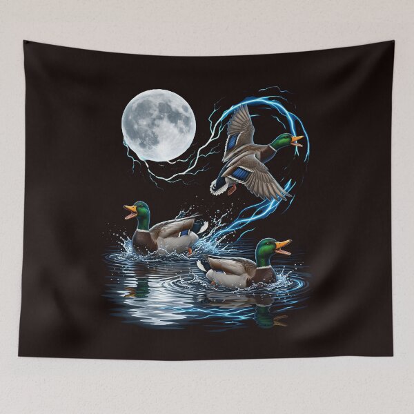 Item preview, Mallard Duck Howling at Moon Wildlife Bird Hunting Nature designed and sold by w66aboo.