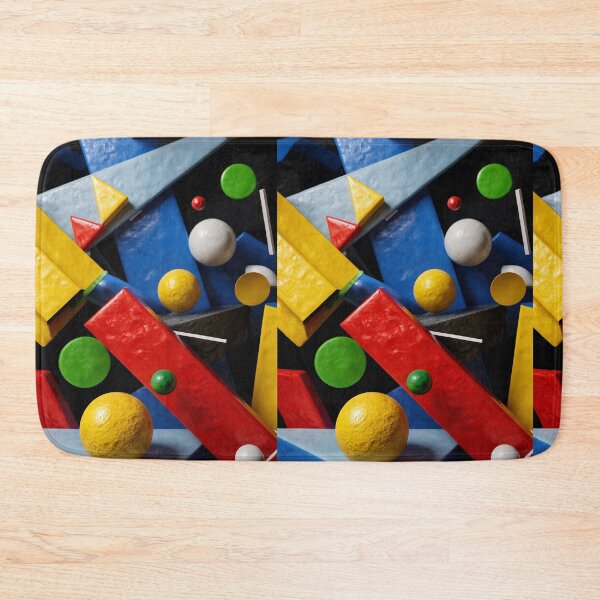 Item preview, Abstract 3D Geometric Floating Shapes with Vibrant Primary Colors designed and sold by Mike Kiev art.