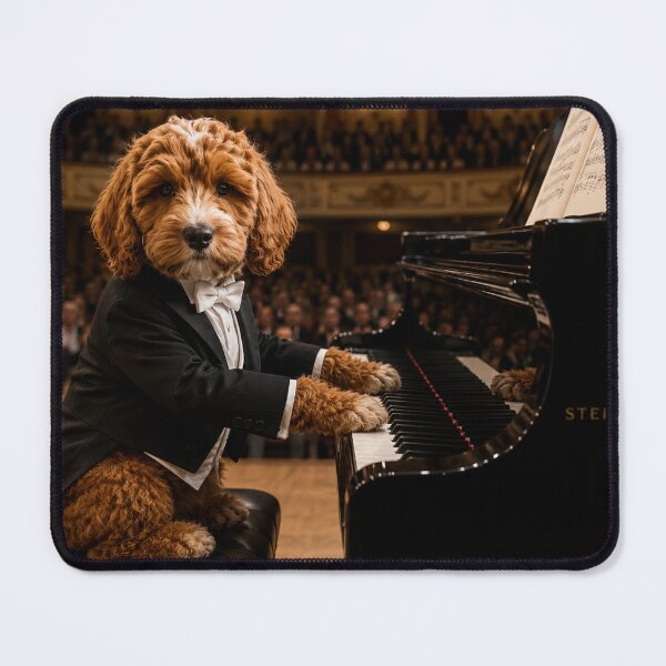 Item preview, Cockapoo Pianist Performing on Grand Piano in Concert Hall designed and sold by Paul Thompson Photography.