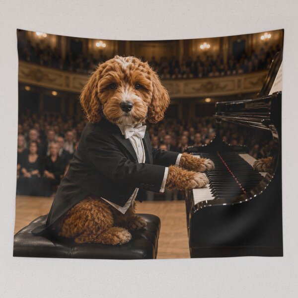 Item preview, Cockapoo Pianist Performing on Grand Piano in Concert Hall designed and sold by Paul Thompson Photography.