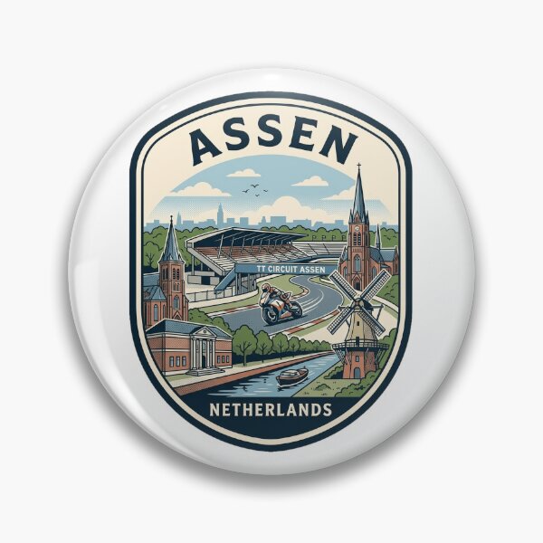 Item preview, Assen Netherlands Retro Motorcycle Racing Badge designed and sold by k3rstman1.