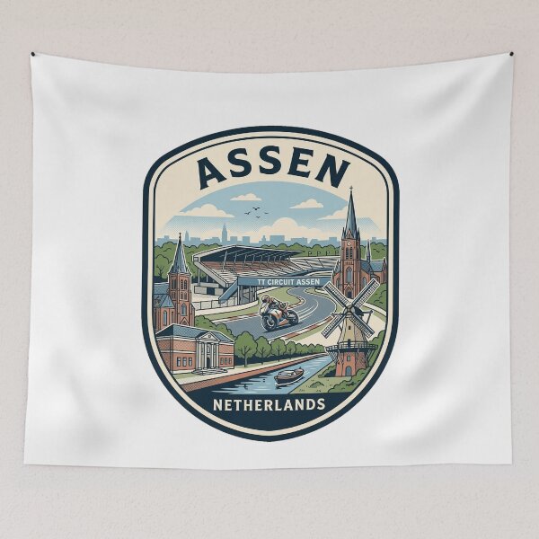 Item preview, Assen Netherlands Retro Motorcycle Racing Badge designed and sold by k3rstman1.