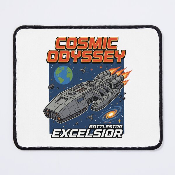 Item preview, Cosmic Odyssey - Battlestar Excelsior - Retro Sci-Fi Spaceship   designed and sold by TontikDesign.