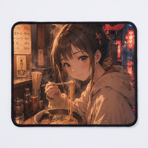 Item preview, Anime Girl Enjoying Ramen in Tokyo at Night designed and sold by CzipipitoStudio.