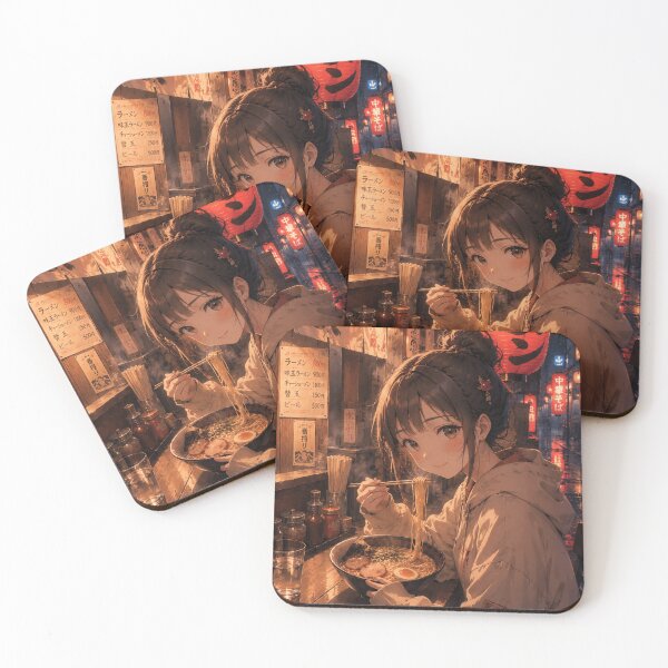 Item preview, Anime Girl Enjoying Ramen in Tokyo at Night designed and sold by CzipipitoStudio.