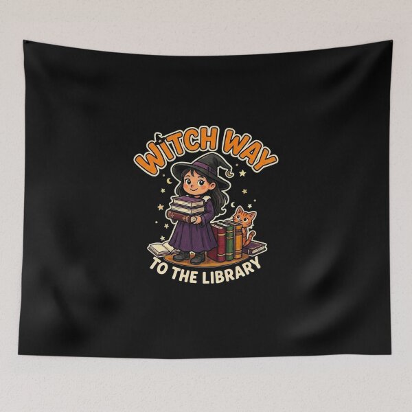 Item preview, Witch Way To The Library Halloween Cute Design designed and sold by ByPawel.