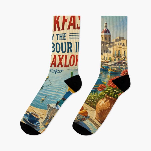 Item preview, Marsaxlokk, Malta: scenic-Style Painterly Travel Poster designed and sold by LSVart.
