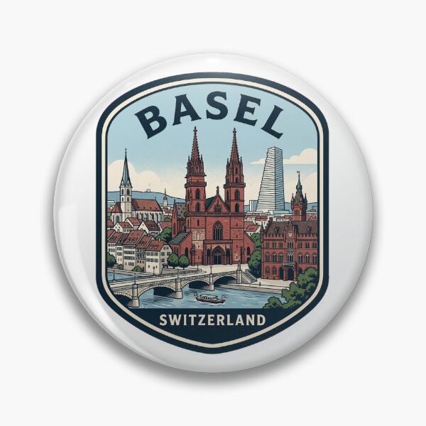 Item preview, Vintage Basel Switzerland Cityscape Travel Illustration designed and sold by k3rstman1.