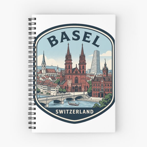 Item preview, Vintage Basel Switzerland Cityscape Travel Illustration designed and sold by k3rstman1.