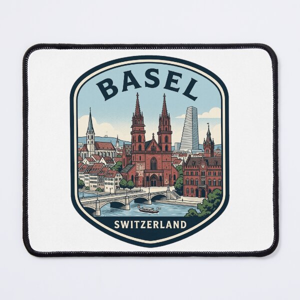 Item preview, Vintage Basel Switzerland Cityscape Travel Illustration designed and sold by k3rstman1.