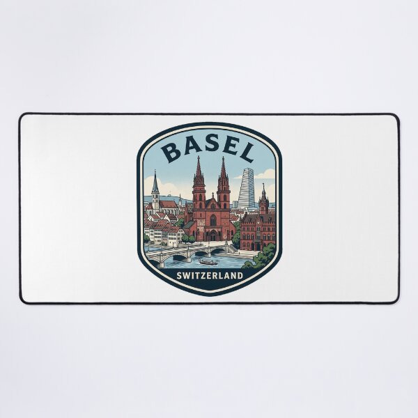 Item preview, Vintage Basel Switzerland Cityscape Travel Illustration designed and sold by k3rstman1.