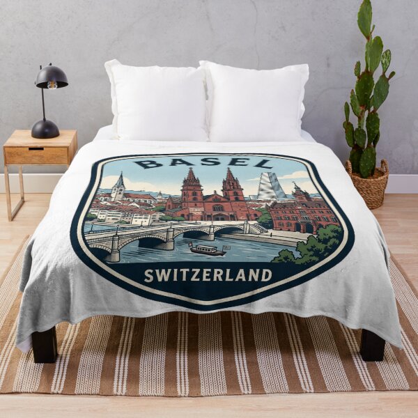 Item preview, Vintage Basel Switzerland Cityscape Travel Illustration designed and sold by k3rstman1.