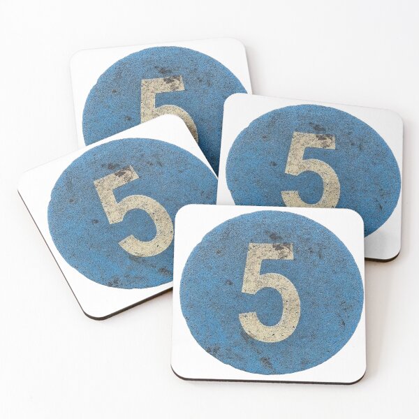 Item preview, Faded Number 5 Five on Round Blue Background designed and sold by TirConnaill.