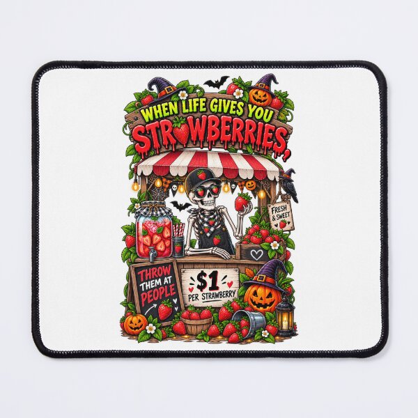 Item preview, When Life Gives You Strawberries Funny Halloween Shirt – Skeleton Strawberry Stand Goth Humor Design designed and sold by Ayden World.