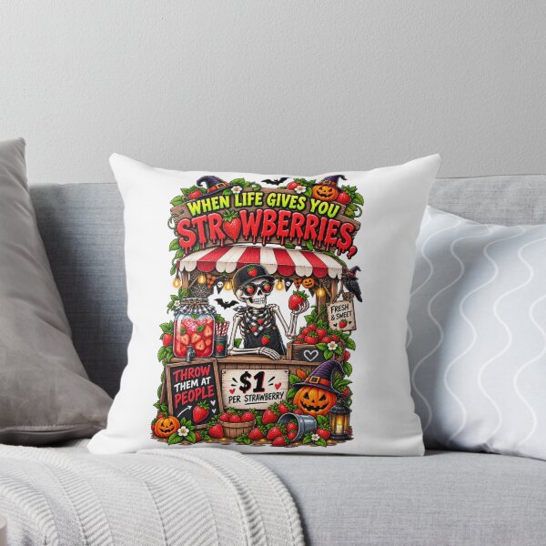 Item preview, When Life Gives You Strawberries Funny Halloween Shirt – Skeleton Strawberry Stand Goth Humor Design designed and sold by Ayden World.