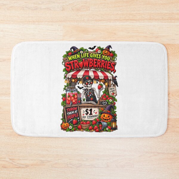 Item preview, When Life Gives You Strawberries Funny Halloween Shirt – Skeleton Strawberry Stand Goth Humor Design designed and sold by Ayden World.