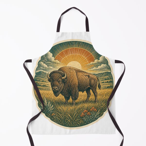 Item preview, American Bison on the Tallgrass Prairie Wild Animal Nature Illustration designed and sold by VisualArtsOasis.