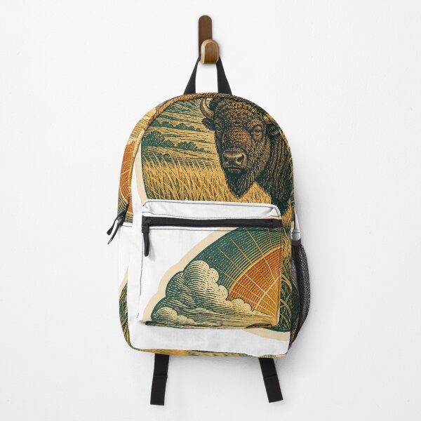 Item preview, American Bison on the Tallgrass Prairie Wild Animal Nature Illustration designed and sold by VisualArtsOasis.