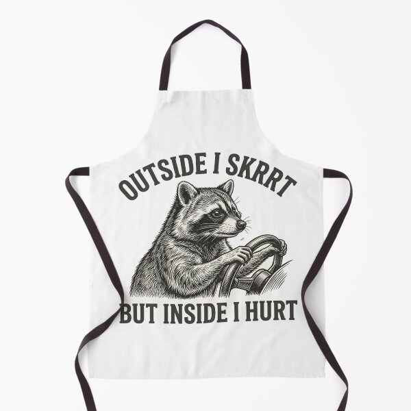 Item preview, Outside I Skrrt But Inside I Hurt Funny Driving Raccoon Meme Quote designed and sold by raedattia.