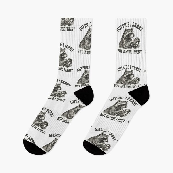 Item preview, Outside I Skrrt But Inside I Hurt Funny Driving Raccoon Meme Quote designed and sold by raedattia.
