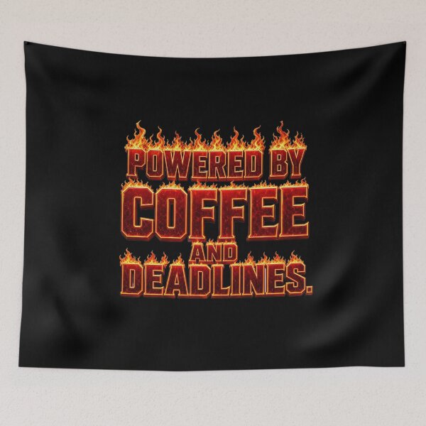 Item preview, Powered by Coffee and Deadlines – Funny Office Coffee Meme designed and sold by ManggaeJM.