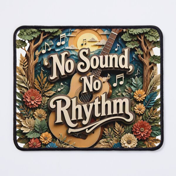 Item preview, 3D Papercut Acoustic Guitar Art - No Sound No Rhythm Typography Poster designed and sold by Marcu Ioachim.
