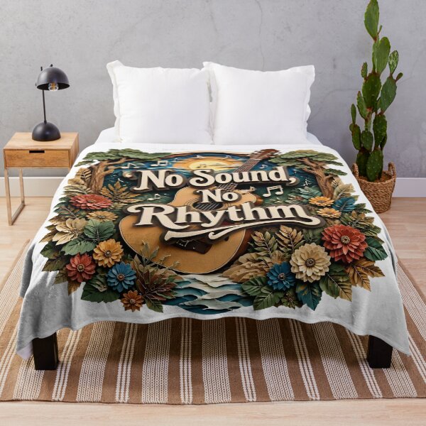 Item preview, 3D Papercut Acoustic Guitar Art - No Sound No Rhythm Typography Poster designed and sold by Marcu Ioachim.