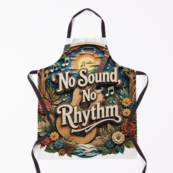 Item preview, 3D Papercut Acoustic Guitar Art - No Sound No Rhythm Typography Poster designed and sold by Marcu Ioachim.