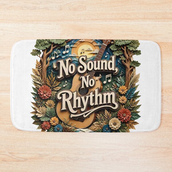Item preview, 3D Papercut Acoustic Guitar Art - No Sound No Rhythm Typography Poster designed and sold by Marcu Ioachim.