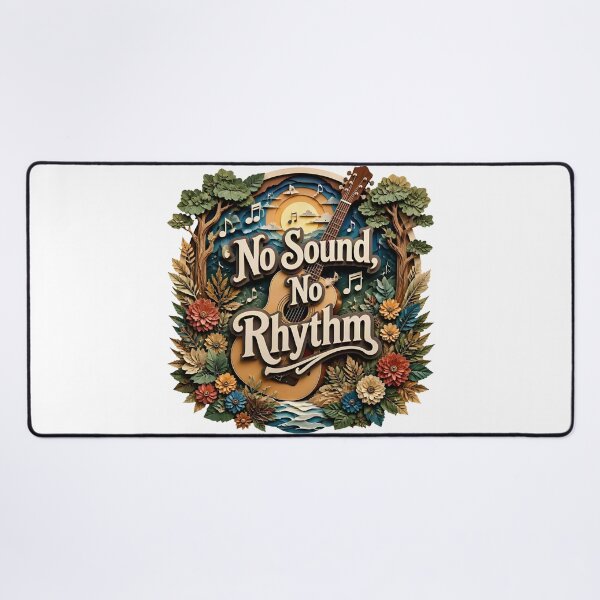 Item preview, 3D Papercut Acoustic Guitar Art - No Sound No Rhythm Typography Poster designed and sold by Marcu Ioachim.
