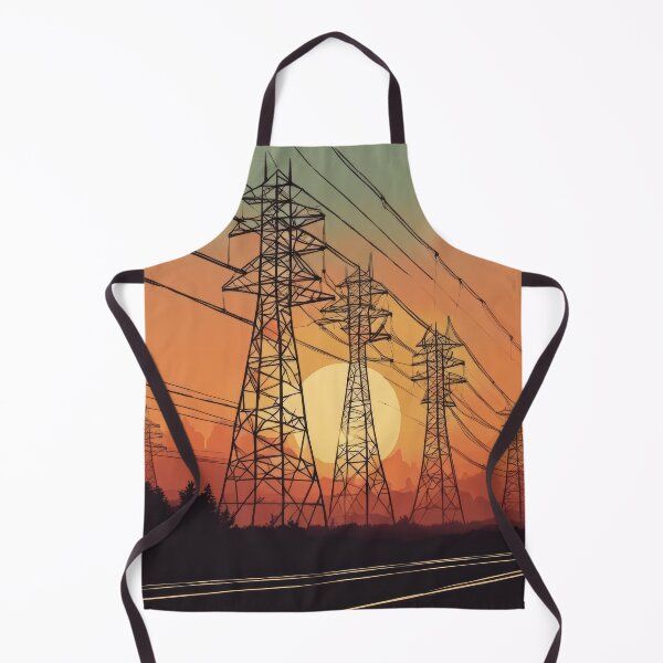 Item preview, Power Line Pylons Retro Sunset Illustration designed and sold by Pylon-Bureau.