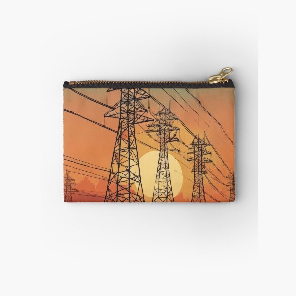 Item preview, Power Line Pylons Retro Sunset Illustration designed and sold by Pylon-Bureau.