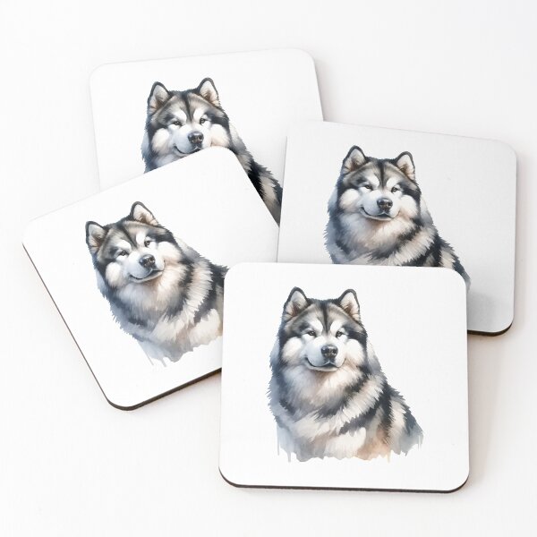 Item preview, Watercolor Alaskan Malamute Portrait Art designed and sold by OlyvieArt.